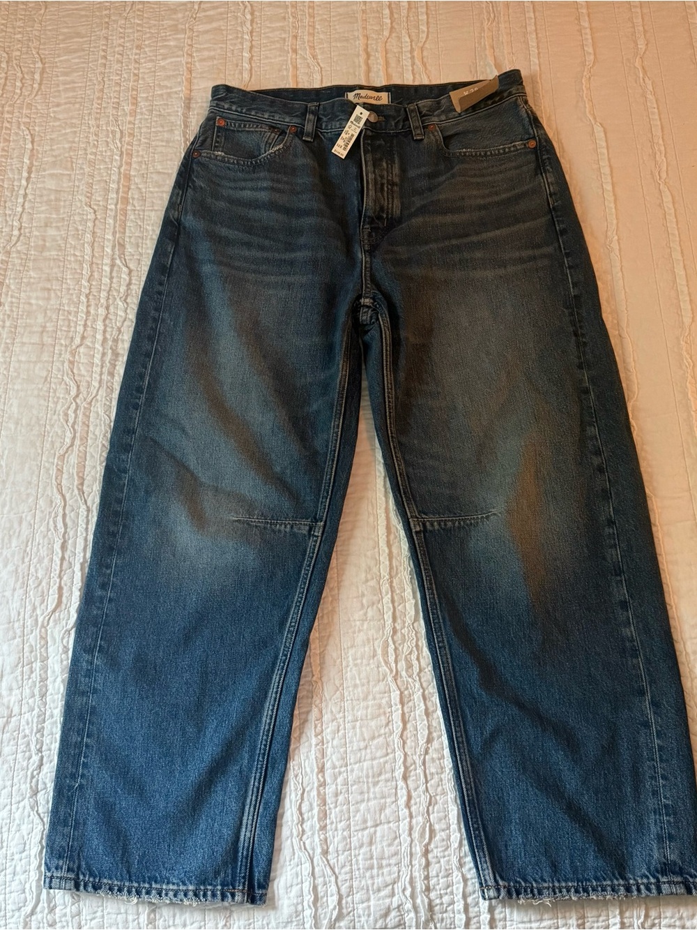 NWT Madewell Darted Barrel Leg Jean 28 Irmo Wash Rigid - Picture 10 of 14